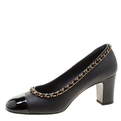 black chain chanel heels|Chanel pumps.